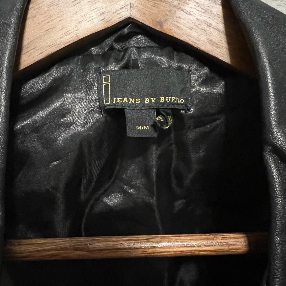 Jeans by Buffalo Faux Leather Black Biker Vest - Picture 3 of 5